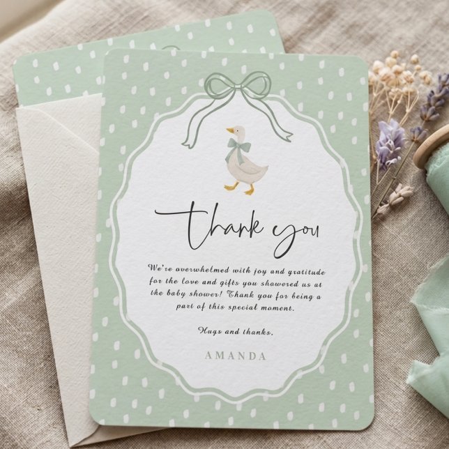 Invitación Fiesta de Bebé Coquette Ganso Tonto Verde Salvia (Subido por el creador)
