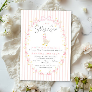 Invitación Fiesta de bebé Coquette Gingham Silvestre Ganso co