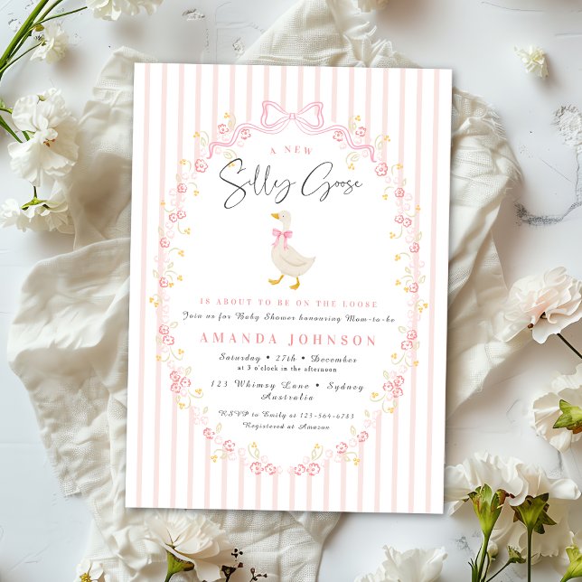Invitación Fiesta de bebé Coquette Gingham Silvestre Ganso co (Subido por el creador)