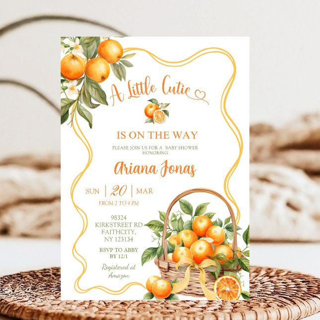 Invitación Fiesta de Bebé Coquette Naranja con Lazo (Subido por el creador)