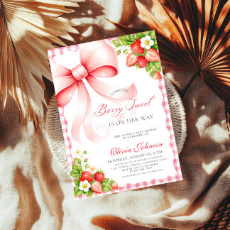 Invitación Fiesta de Bebé Coquette Rosa Dulce de Fresa