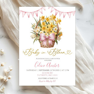 Invitación Fiesta de Bebé Coquette Rosa Floral de Primavera