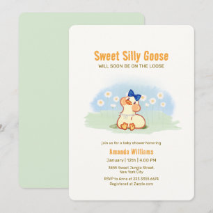 Invitación Fiesta de Bebé Coquette Silly Goose Daisy Flower