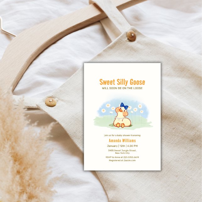 Invitación Fiesta de Bebé Coquette Silly Goose Daisy Flower (Coquette Silly Goose Daisy Flower Baby Shower Invitation)