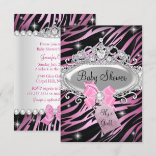 Invitación Fiesta de Bebé Corona de Princesa y Estampado de C