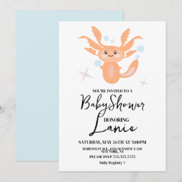 Invitación Fiesta de Bebé Criatura de Océano Ajolote Pastel