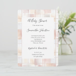 Invitación Fiesta de Bebé Cuadrados Rosa Melocotón