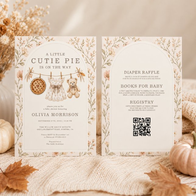 Invitación Fiesta de Bebé Cutie Pie Otoño Flores (Subido por el creador)