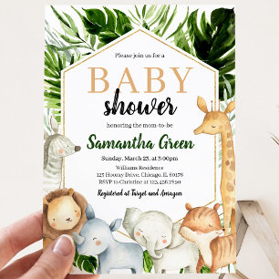 Invitación Fiesta de Bebé de Animales de Safari