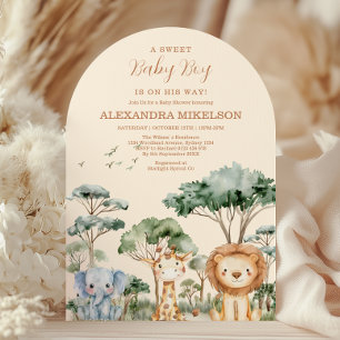 Invitación Fiesta de Bebé de Animales de Safari de la Jungla