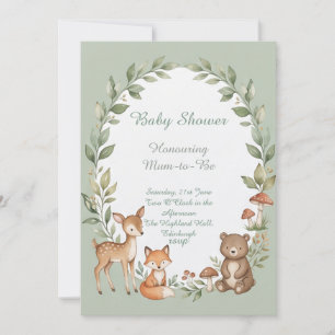 Invitación Fiesta de Bebé de Animales del Bosque
