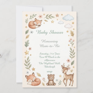 Invitación Fiesta de Bebé de Animales del Bosque