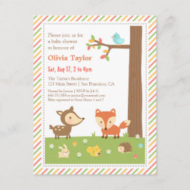 Invitación Fiesta de Bebé de Animales del Bosque Coloridos