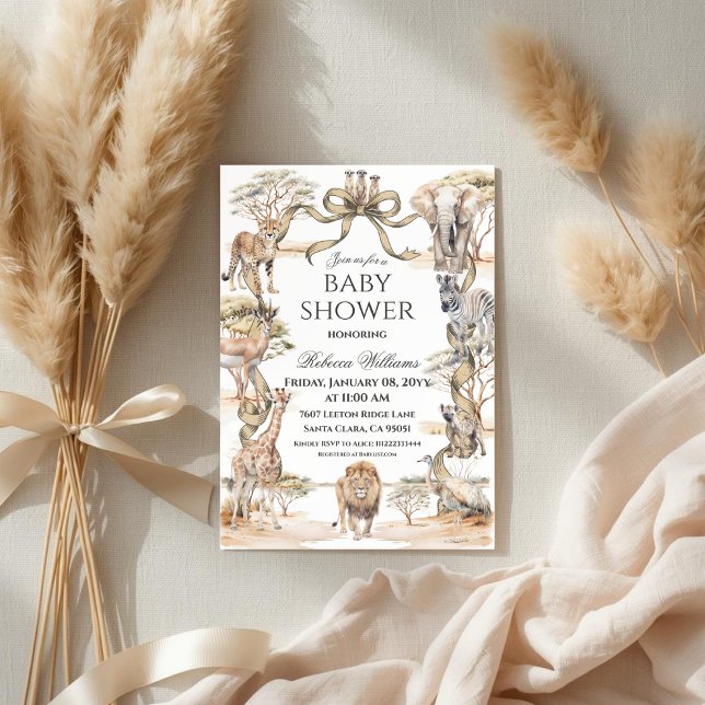 Invitación Fiesta de Bebé de Animales Safari Boho sin Género (Subido por el creador)