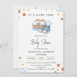 Invitación Fiesta de Bebé de Baloncesto Simple Personalizada