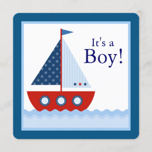 Invitación Fiesta de Bebé de Barco de Vela Náutico para Niños