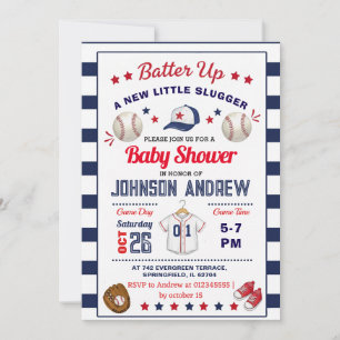 Invitación Fiesta de Bebé de Béisbol Personalizada Slugger Es