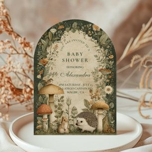 Invitación Fiesta de Bebé de Bosque de Hongos Cottagecore