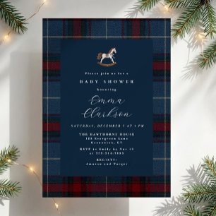 Invitación Fiesta de Bebé de Caballo de Balanza de Tartán de
