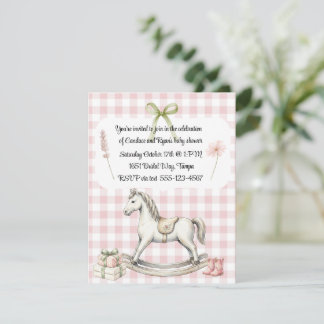 Invitación Fiesta de Bebé de Caballo Mecedor de Estilo Antigu