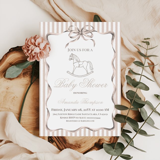 Invitación Fiesta de Bebé de Caballo Mecedor Neutral en Géner (Subido por el creador)