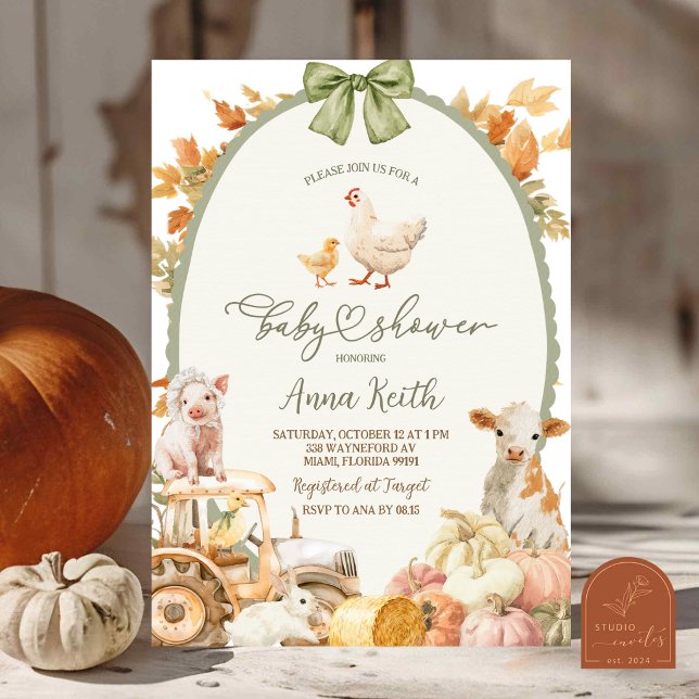 Invitación Fiesta de Bebé de Cabaña de Animales de Granja de  (Subido por el creador)