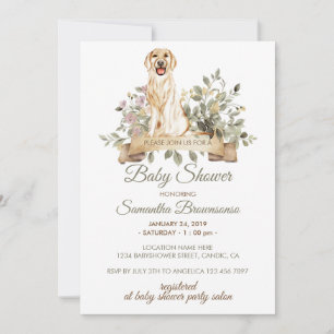 Invitación Fiesta de Bebé de Cachorro Retriever Dorado