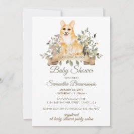Invitación Fiesta de Bebé de Cachorro Welsh Corgi