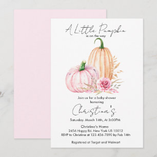 Invitación Fiesta de Bebé de Calabaza Acuarela Boho