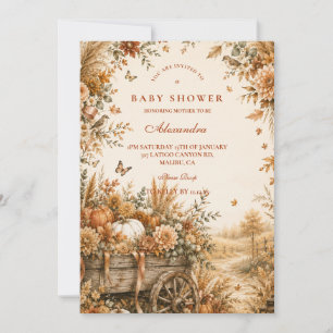 Invitación Fiesta de Bebé de Calabaza Boho Rústica