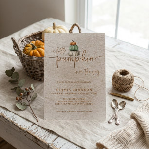 Invitación Fiesta de bebé de calabaza con textura de acuarela