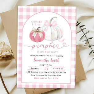 Invitación Fiesta de Bebé de Calabaza de Cuadro Rosa Elegante