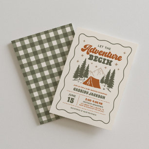 Invitación Fiesta de Bebé de Camping Retro