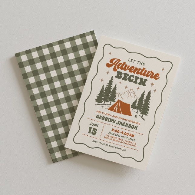 Invitación Fiesta de Bebé de Camping Retro (Subido por el creador)