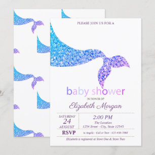 Invitación Fiesta de Bebé de Cola de Sirena Adorable