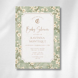 Invitación Fiesta de Bebé de Cottagecore Flor de Salvia Eucal
