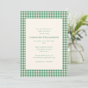 Invitación Fiesta de Bebé de Cuadro de Verde Jardín Elegante