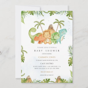 Invitación Fiesta de Bebé de Dinosaurio Diseño de Dino
