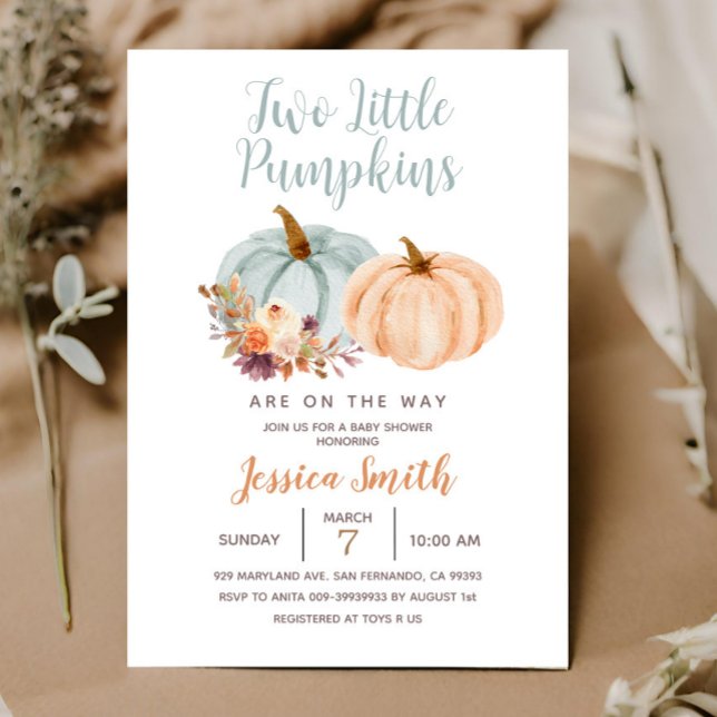 Invitación Fiesta de Bebé de Dos Pequeñas Calabazas Melocotón (Subido por el creador)