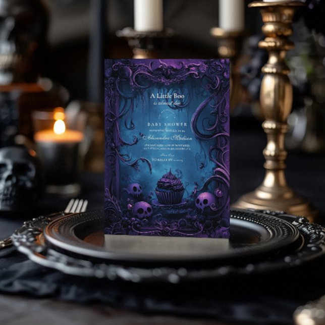 Invitación Fiesta de Bebé de Fantasía Gótica Morada de Hallow (Subido por el creador)