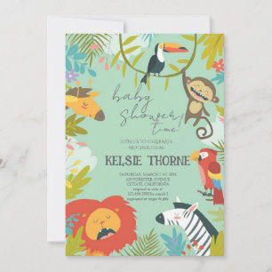Invitación Fiesta de Bebé de Fauna de la Jungla