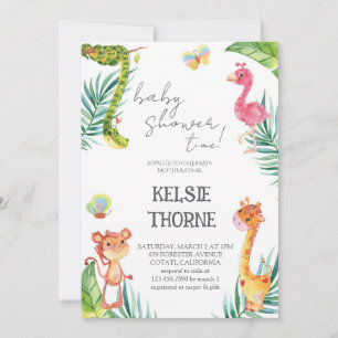 Invitación Fiesta de Bebé de Fauna de la Jungla