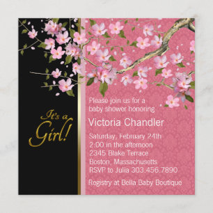 Invitación Fiesta de Bebé de Flor de Cerezo Rosa Bonito