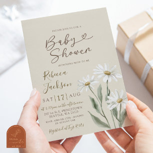 Invitación Fiesta de Bebé de Flor Silvestre de Margarita Mini