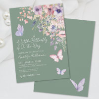Fiesta de Bebé de Flor Silvestre de Mariposa Verde
