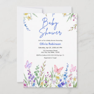 Invitación Fiesta de Bebé de Flor Silvestre Mariposas Florale