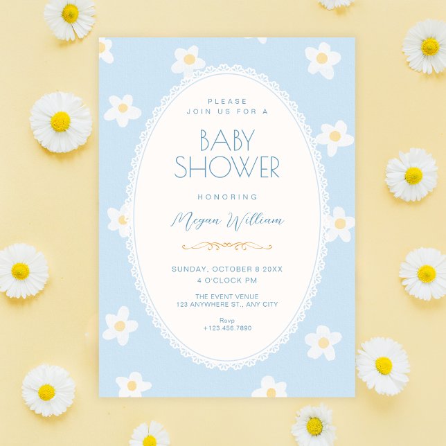 Invitación Fiesta de bebé de flores azules (Subido por el creador)