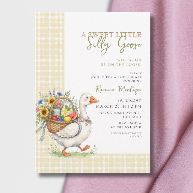 Invitación Fiesta de Bebé de Flores de Cuadros Amarillos de G (Subido por el creador)