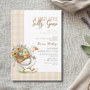 Invitación Fiesta de Bebé de Flores de Cuadros Marrones de Ga