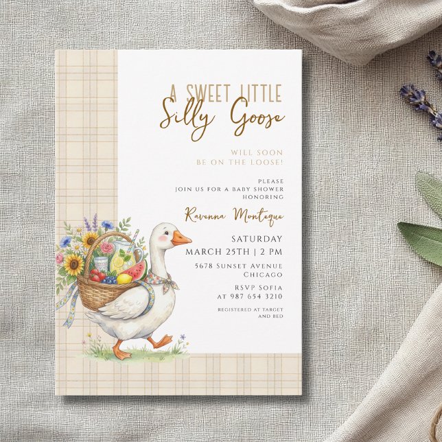 Invitación Fiesta de Bebé de Flores de Cuadros Marrones de Ga (Subido por el creador)